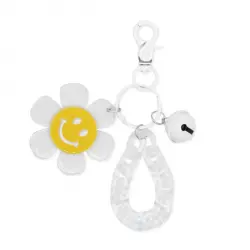 Llavero Flor Smiley y Cascabel