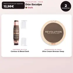 Makeup Revolution - Set de Contorno en stick Reloaded Contour & Blend - Dark + Bronceador en crema Ultra Cream Bronzer - Deep