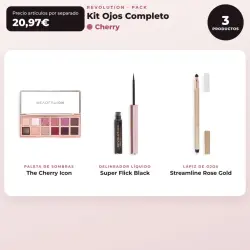 Makeup Revolution - Set de Paleta de sombras The Cherry Icon + Delineador de ojos líquido Super Flick - Black + Delineador de ojos Streamline Waterline Eyeliner Pencil - Rose Gold