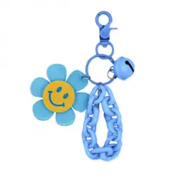 Llavero Flor Smiley y Cascabel
