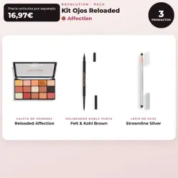 Makeup Revolution - Set de Paleta de sombras Reloaded - Affection + Delineador de ojos Felt & Kohl Precision Dual Liner - Brown + Delineador de ojos Streamline Waterline Eyeliner Pencil - Silver