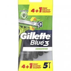 Gillette - Maquinillas De Afeitar Desechables Blue3 Sensitive 4 + 1