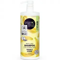 Organic Shop - Champú rellenador para cabello normal 1000ml - Plátano y Jazmín