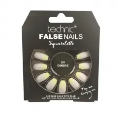 Technic Cosmetics - Uñas postizas False Nails Squareletto - UV Ombre