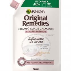 Garnier - Champú Suave Calmante Hipoalergénico Eco-pack Délicatesse De Avena Original Remedies