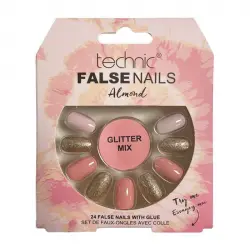 Technic Cosmetics - Uñas postizas False Nails Almond - Glitter Mix