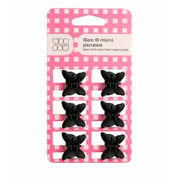 Set 6 Mini Pinzas de Pelo Negras
