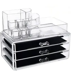 UNIQ - Organizador De Maquillaje Con 3 Cajones Y 8 Compartimentos Organizadores de maquillaje 1 pieces Transparente