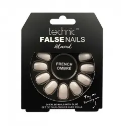 Technic Cosmetics - Uñas postizas False Nails Almond - French Ombré