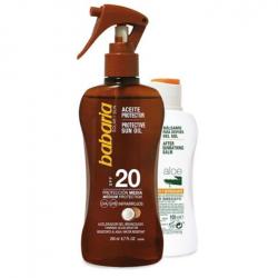 Babaria - Pack aceite protector solar en spray SPF20 + After Sun