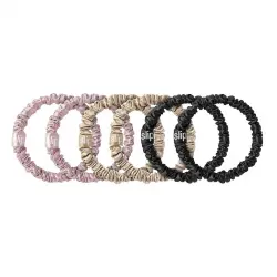 Slip - Pack of 6 Pure Silk Skinny Hair Scrunchies Gomas para cabello 1 pieces Negro unisex