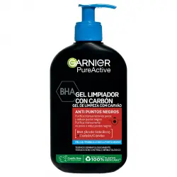 Garnier - Gel limpiador anti puntos negros con carbón y BHA Pure Active