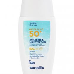 Sensilis - Ultra Fluido Acuoso Protector Solar Water Fluid SPF 50+ Antiedad Ultrafluido Con Ácido Hialurónico Y Schisandra Chinensis 40 Ml