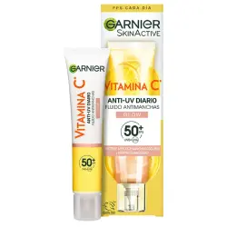 Garnier - *Skin Active* - Fluido anti-manchas y anti-UV diario con Vitamina C SPF50+ - Efecto Glow