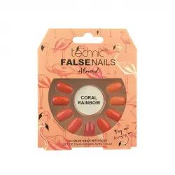 Technic Cosmetics - Uñas postizas False Nails Almond - Coral Rainbow