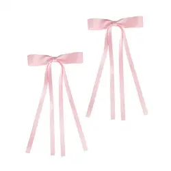 Satin Hair Bow Duo Pink