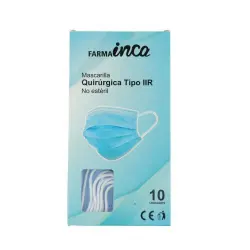 Inca Mascarilla Quirúrgica Color Azul 1 und 10 Mascarillas Mascarillas Quirúrgicas
