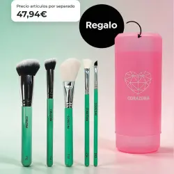 CORAZONA - Pack Brochas Essential con 5 Herramientas para Maquillaje y Regalo Cubilete Veganas y Cruelty Free