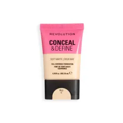 Makeup Revolution - Base de maquillaje Conceal & Define Soft Matte - F0.2N