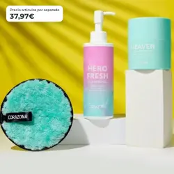 CORAZONA Pack Skincare Double Cleansing - Bálsamo Heaven, Gel Hero Fresh y Disco Reutilizable para Piel Limpia y Fresca