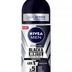 NIVEA - Desodorante Roll-on Black & White Original Invisible Skin Active Men