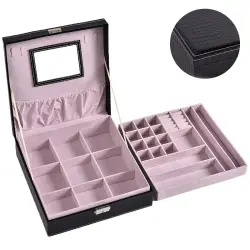UNIQ - Joyero Con 2 Capas Organizadores de maquillaje 1 pieces Negro Y Rosa