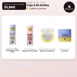 Makeup Revolution - Set *S.W.Smiley* - Brillo de labios Stellar Shine + Brillo de labios Pink Bliss + Bálsamo para labios y meijillas pH + Polvos sueltos Sunshine