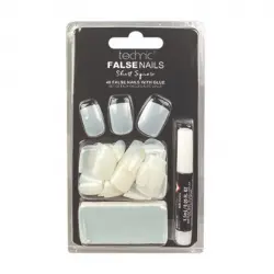 Technic Cosmetics - Pack de 48 uñas postizas cortas y cuadradas más pegamento