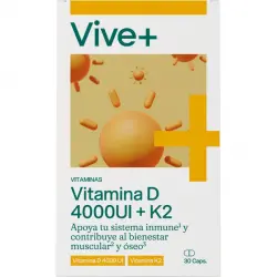 Vitamina D 4000UI + K2  Vive +  Vitaminas y minerales