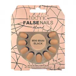 Technic Cosmetics - Uñas postizas False Nails Almond - Mini Mani Black