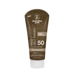 Australian Gold - Loción solar facial bronceadora SPF50 Face + Self Tanner