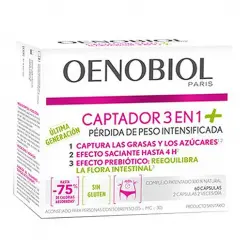 Oenobiol - 60 Comprimidos Captador de grasas 3 en 1 Plus Oenobiol.