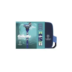 Neceser Champions League Mach3 Maquinilla + 4 Recambios + Gel 200 ml