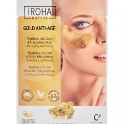 Iroha Nature - Parches De Ojos Foil Antiedad Con Péptidos, Oro 24K Y ácido Hialurónico