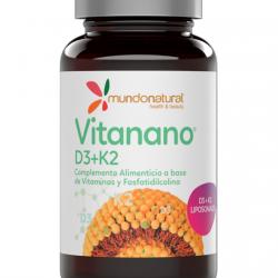 Mundo Natural - 30 Cápsulas Vitanano D3-K2 (Vitamina D3 Y Vitamina K2) Liposomado