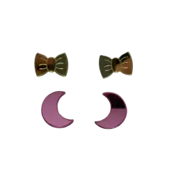 Pendientes Lazo Gold - Luna Fucsia