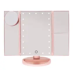 UNIQ Espejo de Maquillaje Hollywood Plegable con Luz LED, Oro Rosa Espejo con luz LED UNIQ Espejo de Maquillaje Hollywood Plegable con Luz LED, Oro Rosa