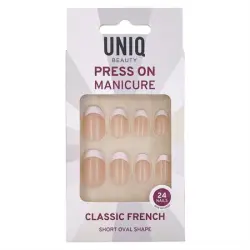 UNIQ - Óvalo Corto Francés Clásico Uñas postizas y diseños de uñas 24 pieces 1 Pieza