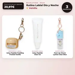 Makeup Revolution - Set de Mascarilla labial Juicy Peptide Pudding - Frosted Vanilla + Bálsamo labial Juicy Peptide - Clear Ice + Aceite labial Pout Lip Charm - Lychee Clear Blue