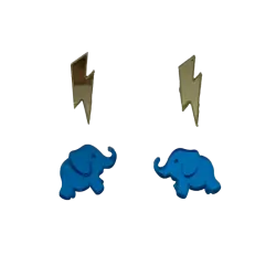 Pendientes Rayo Gold - Elefante Blue