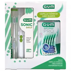 Gum - Pack Regalo Cepillo Sónico: Gum® Sonic Daily + 2 Recambios + Interdentales Gum®.