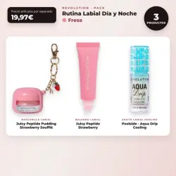 Makeup Revolution - Set de Mascarilla labial Juicy Peptide Pudding - Strawberry Soufflé + Bálsamo labial Juicy Peptide - Strawberry + Aceite labial Aqua Drip Cooling