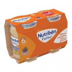 Nutribén® - Pack 2 Potitos Merienda Plátano, Mandarina, Pera Y Galleta Nutriben