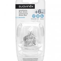 Suavinex - Tetina Anatómica Silicona Boca Ancha Talla 2 M Flujo Denso +6 Meses Sistema Anticólico