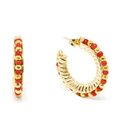 Etiopia Rojo 2CM pendientes #oro brillo 1 u