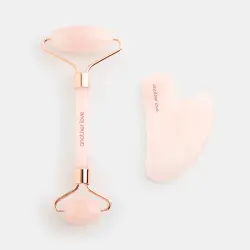 Set Guasha y Rodillo de Cuarzo Rosa - Masaje Facial Another Love