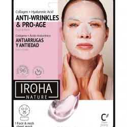 Iroha Nature - Mascarilla Cara Y Cuello Antiarrugas Y Antiedad Con Colágeno Y Ácido Hialurónico