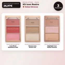 Makeup Revolution - Set de Paleta de coloretes Icon Blush - Rebellious Red + Paleta de bronceadores Bronze Icon - Divine Fair + Paleta de iluminadores Highlight Icon - Molten Bronze