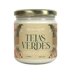 Book and Glow - *Mundos Extraordinarios* - Vela de soja vegana - Tejas verdes