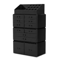 UNIQ - Estuche De Maquillaje XXL Con 12 Cajones Y 16 Compartimentos Organizadores de maquillaje 1 pieces Negro